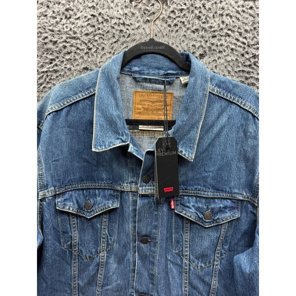 NWT Levi's Premium Tencel Denim Trucker Jacket Dark Wash Indigo Mens Size XXL